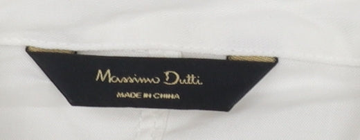 Womens UK Size 10 Massimo Dutti White Basic Button-Up