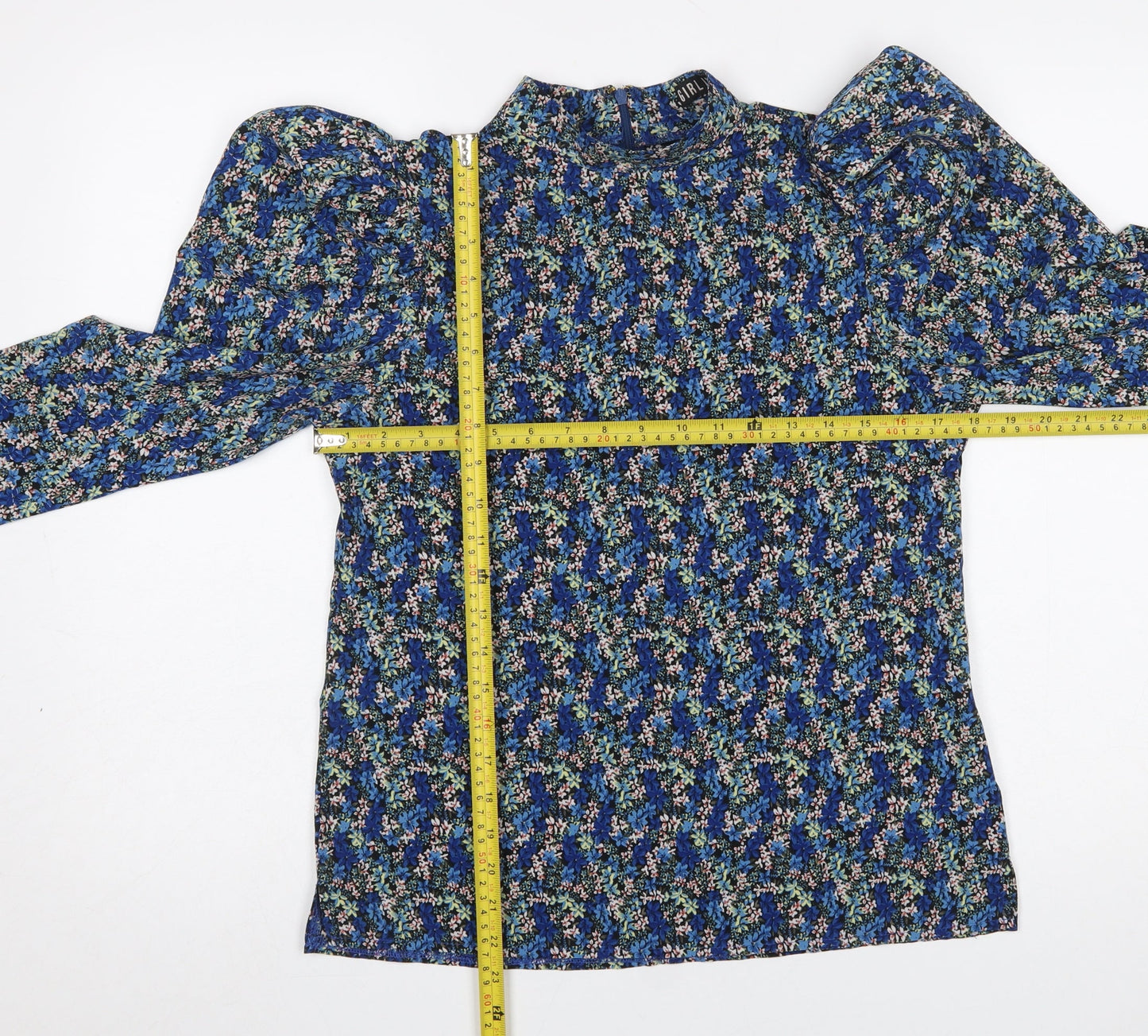 Womens UK Size 8 Girl In Mind Blue Tunic Blouse