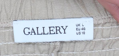 Gallery Women’s Beige Linen Midi Flared Button Skirt L