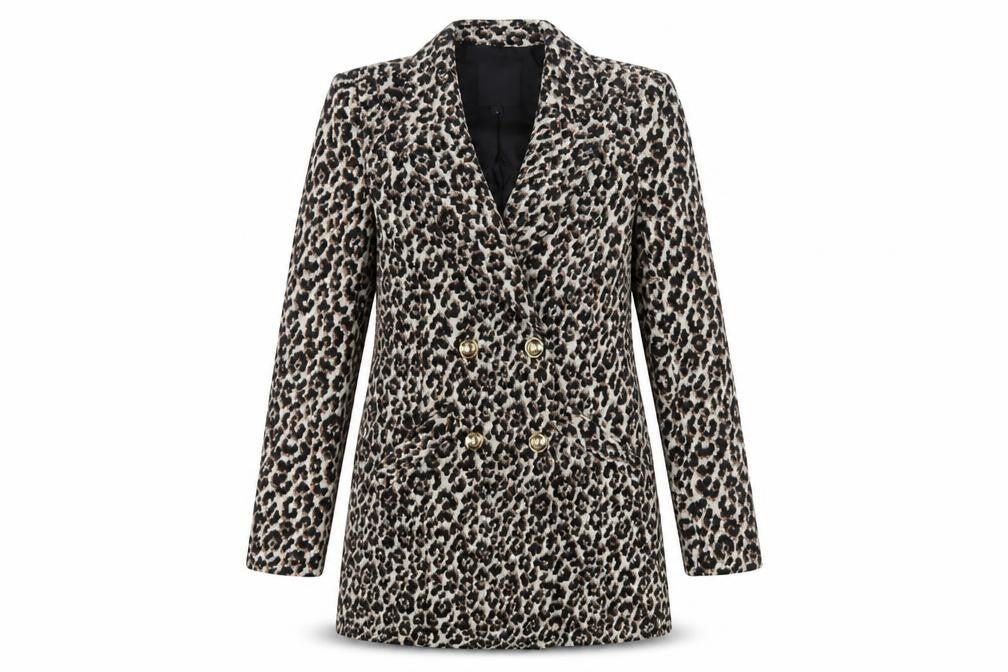 River Island Women Brown Leopard Print Blazer Size 6
