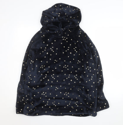 Tu Women's Blue Star Fleece Hooded Nightshirt Size 14