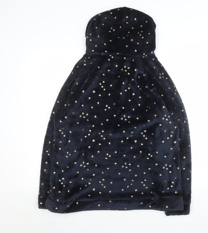 Tu Women's Blue Star Fleece Hooded Nightshirt Size 14
