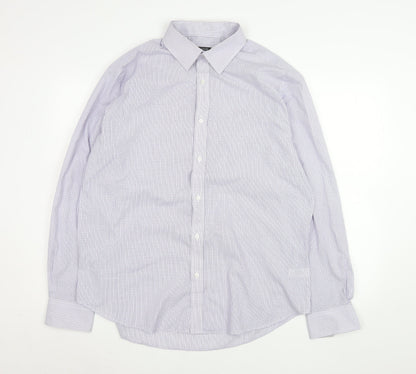 Mens UK Collar Size 17 George Smart Purple  Dress Shirt