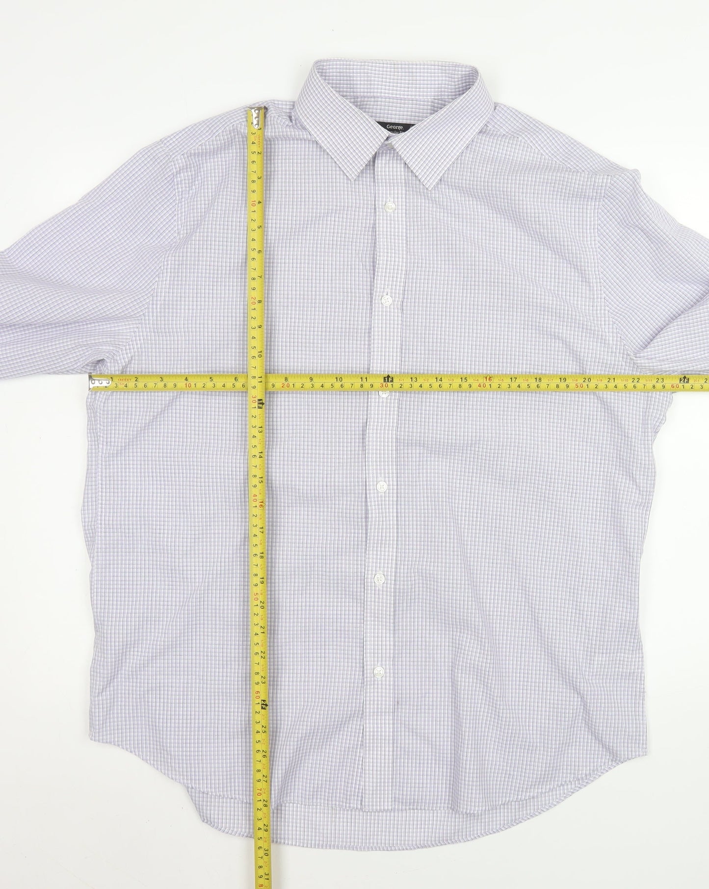 Mens UK Collar Size 17 George Smart Purple  Dress Shirt