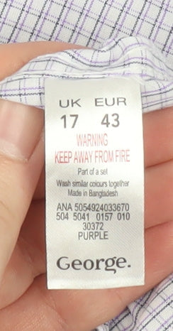 Mens UK Collar Size 17 George Smart Purple  Dress Shirt