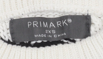 Womens UK Size 2XS Primark White Pullover Jumper
