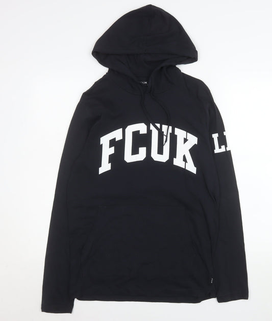 Womens UK Size L FCUK Black Pullover Hoodie
