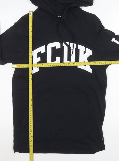 Womens UK Size L FCUK Black Pullover Hoodie