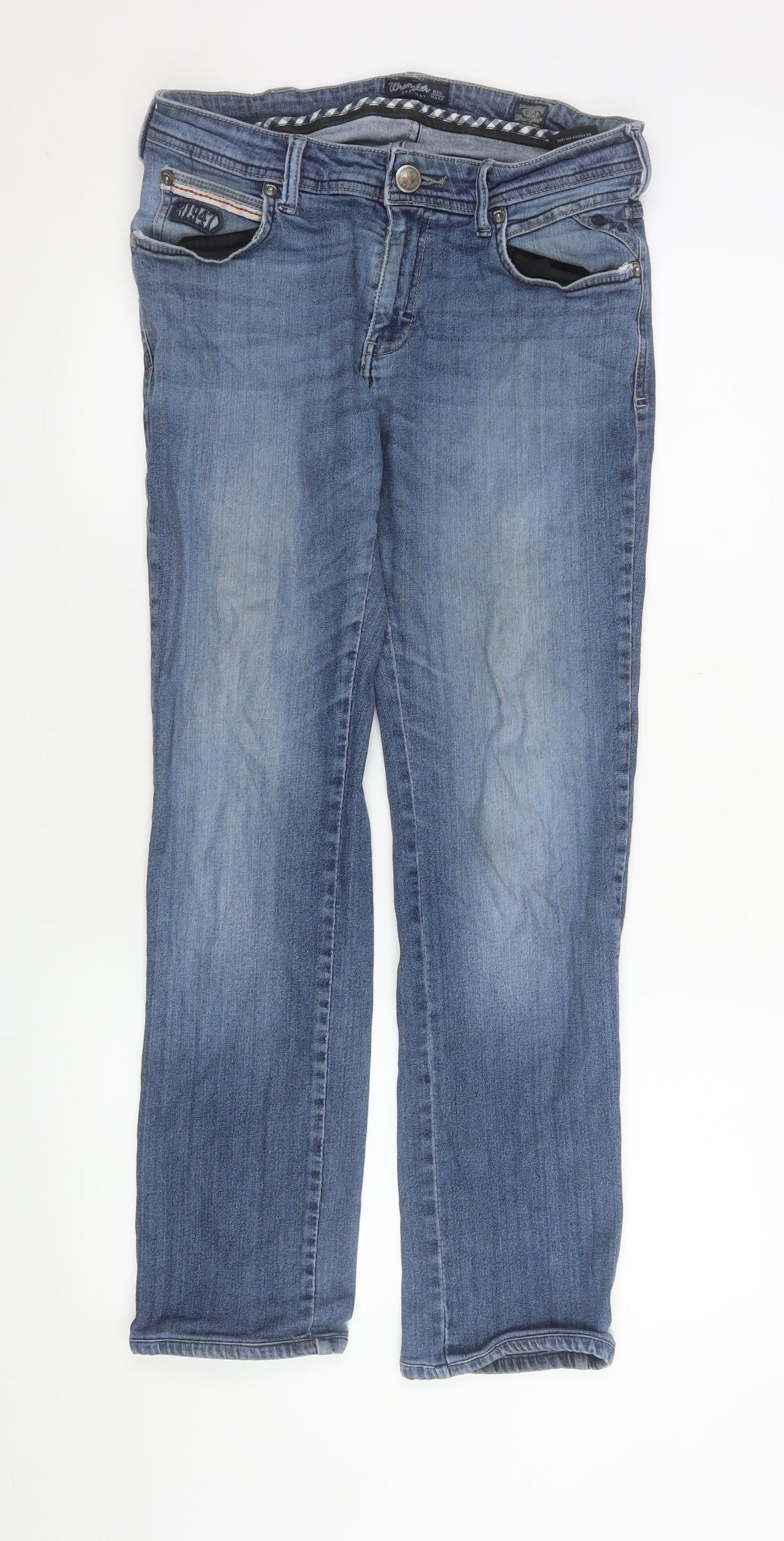 Mens UK Size 34 Wrangler Regular Fit Straight Blue Jeans