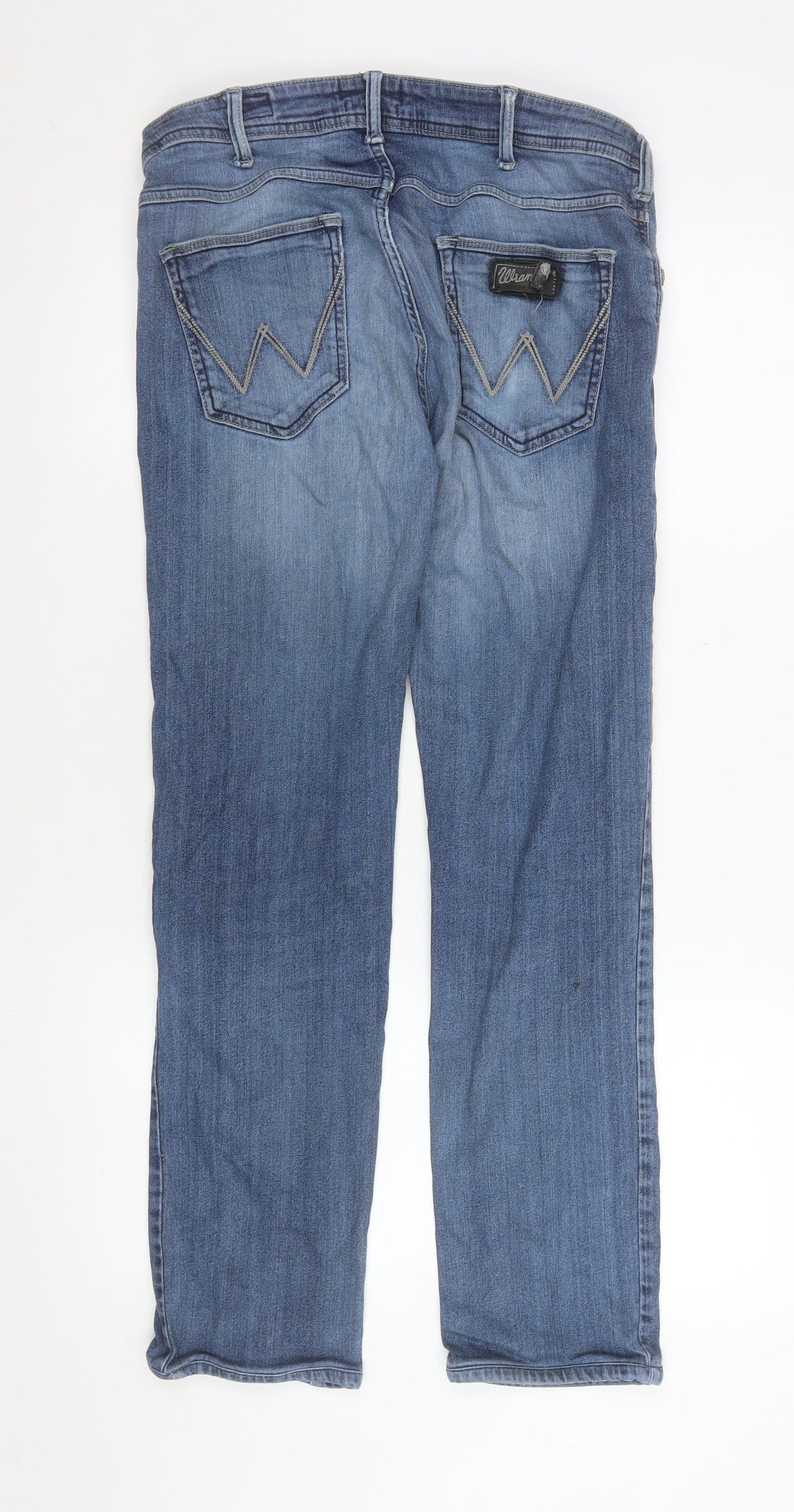 Mens UK Size 34 Wrangler Regular Fit Straight Blue Jeans
