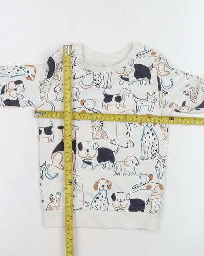 George Boys White Dog Print Pullover Sweatshirt 2-3 Years