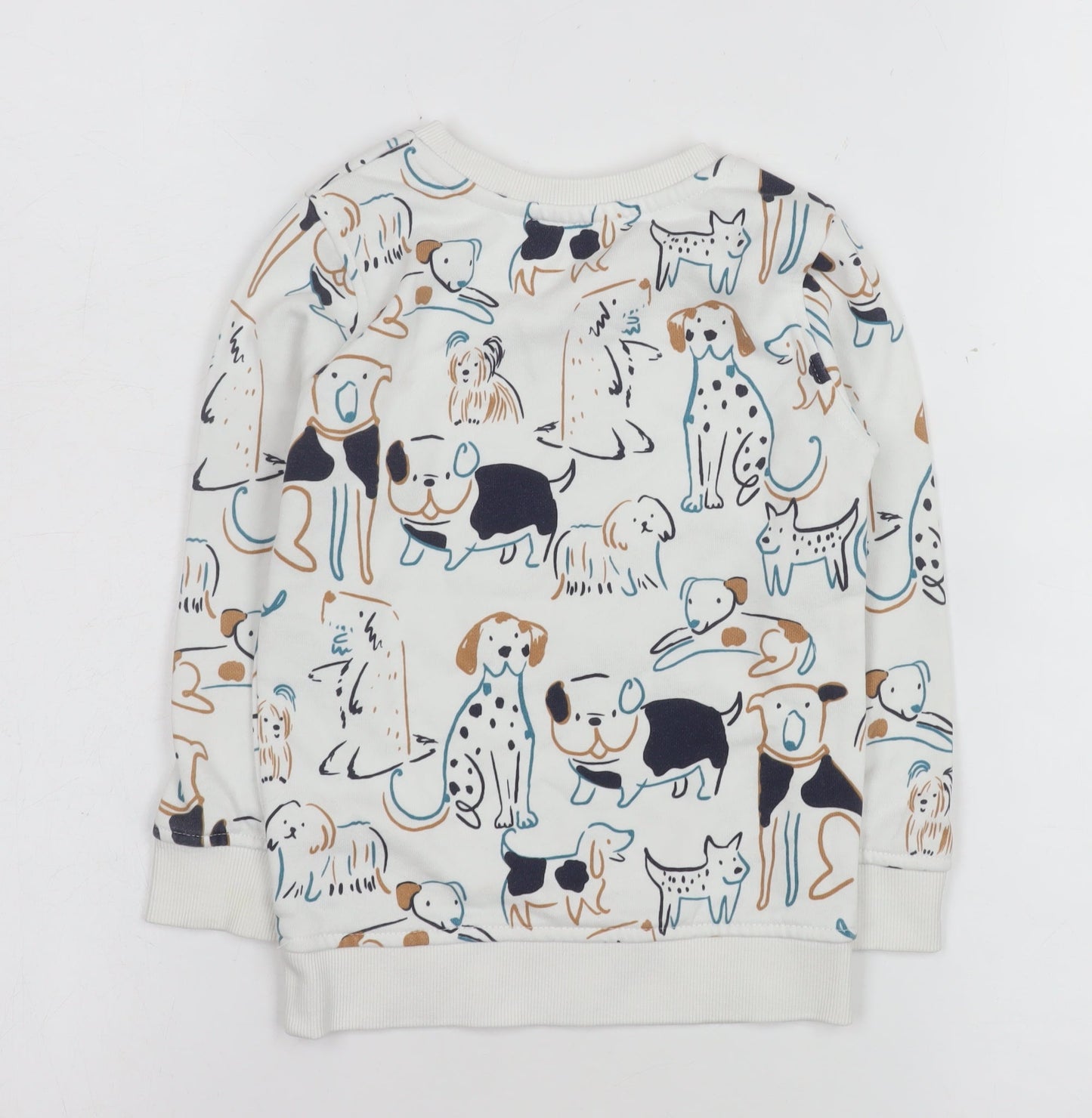 George Boys White Dog Print Pullover Sweatshirt 2-3 Years