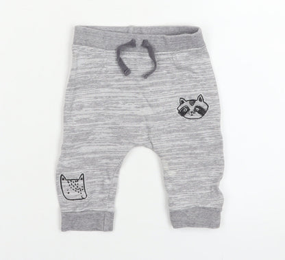 George Unisex Baby Grey Jogger Trousers 3-6 Months 100% Cotton Animal Print