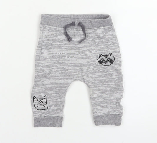George Unisex Baby Grey Jogger Trousers 3-6 Months 100% Cotton Animal Print
