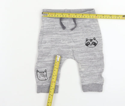 George Unisex Baby Grey Jogger Trousers 3-6 Months 100% Cotton Animal Print