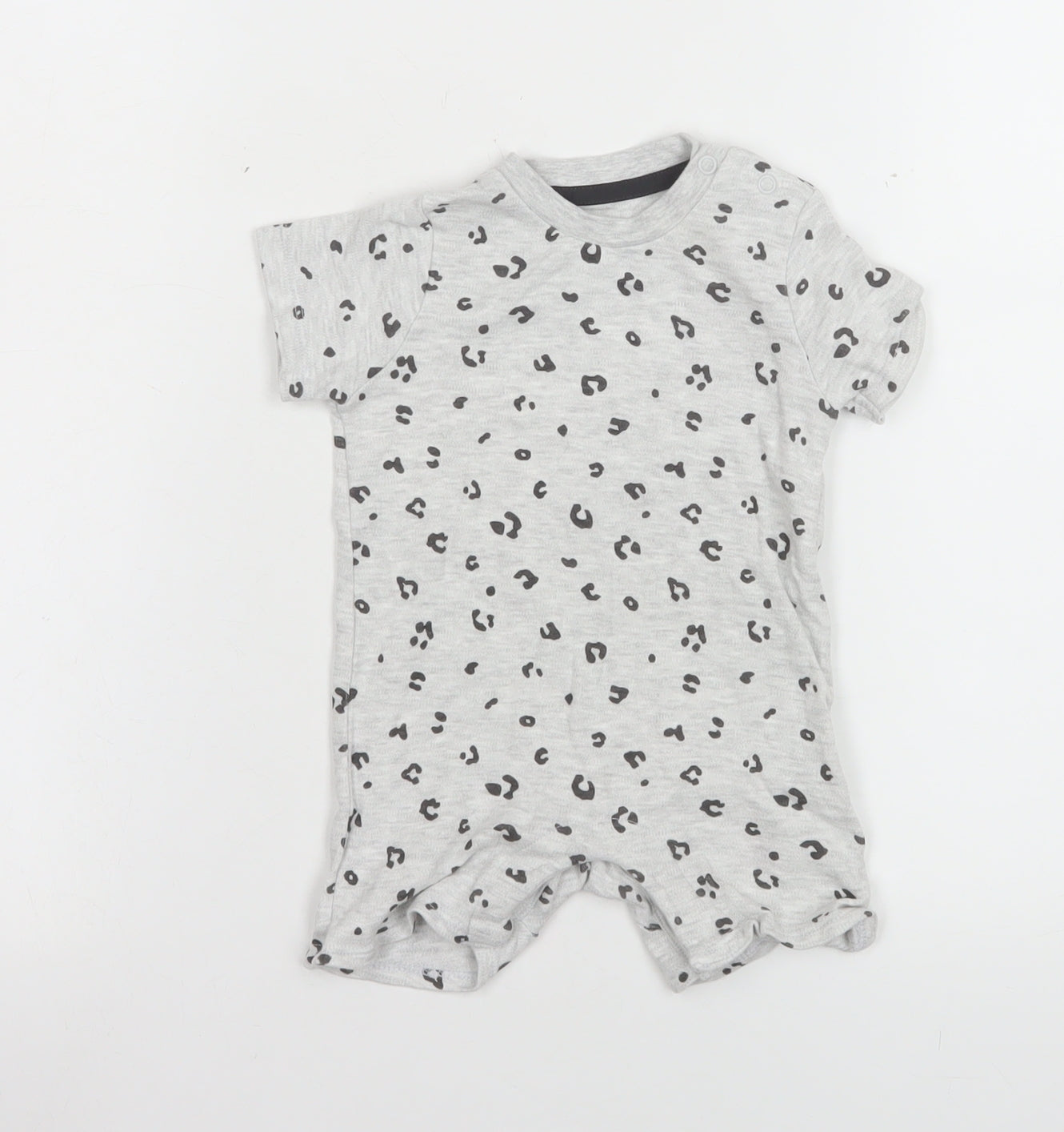 F&F Unisex Baby Grey Animal Print Romper 3-6 Months Cotton Blend Summer