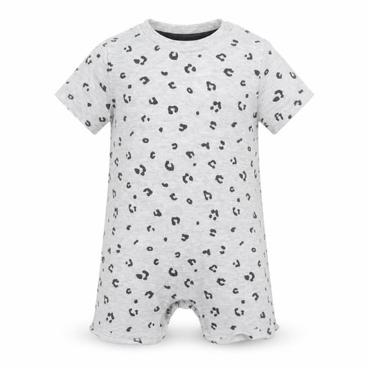F&F Unisex Baby Grey Animal Print Romper 3-6 Months Cotton Blend Summer
