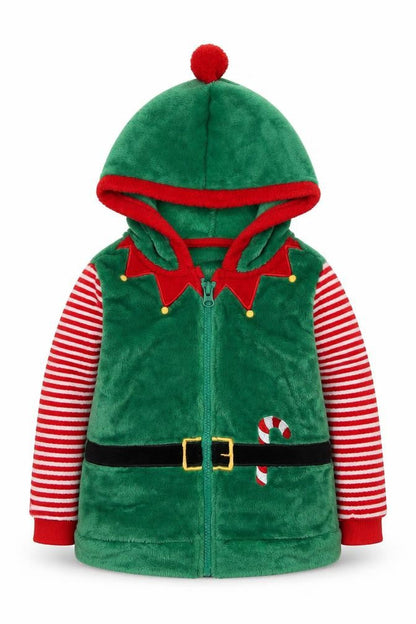 Dunnes Stores Boys Green Elf Christmas Hooded Jacket 2-3 Years