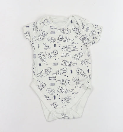 George White Otter Print Short Sleeve Babygrow Unisex 6-9 Months