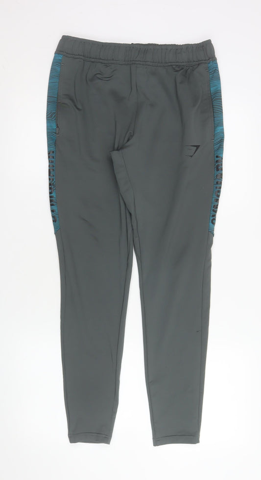 Mens UK Size S Gymshark Slim Fit Track Pants Grey Trousers