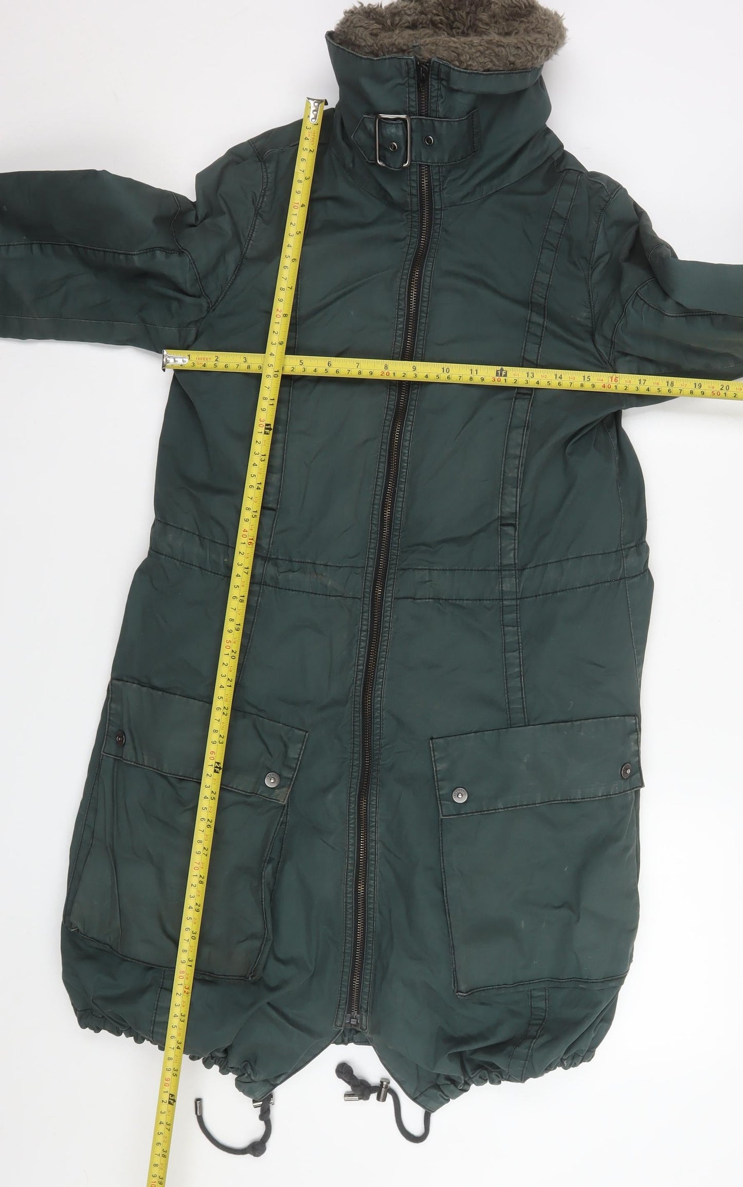 Womens UK Size S Freesoul Green Parka Coat