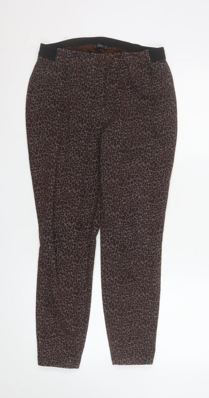 Dunnes Women Brown Animal Print Slim Leg Stretch Leggings M