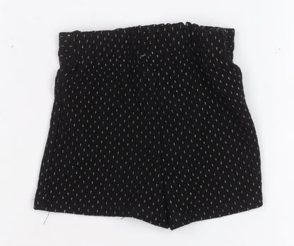 F&F Girls Black Paperbag Shorts 3-4 Years Acrylic Knit Elastic Waist
