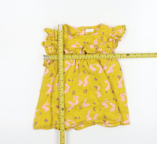 Next Girls Yellow Bunny Print Cotton A-Line Dress 6-7 Years