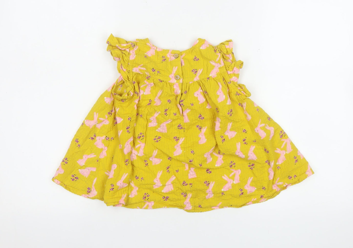 Next Girls Yellow Bunny Print Cotton A-Line Dress 6-7 Years