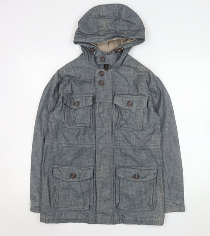 Marks and Spencer Boys Blue Hooded Cotton Parka Coat 13-14 Years