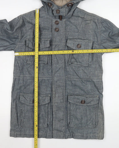 Marks and Spencer Boys Blue Hooded Cotton Parka Coat 13-14 Years