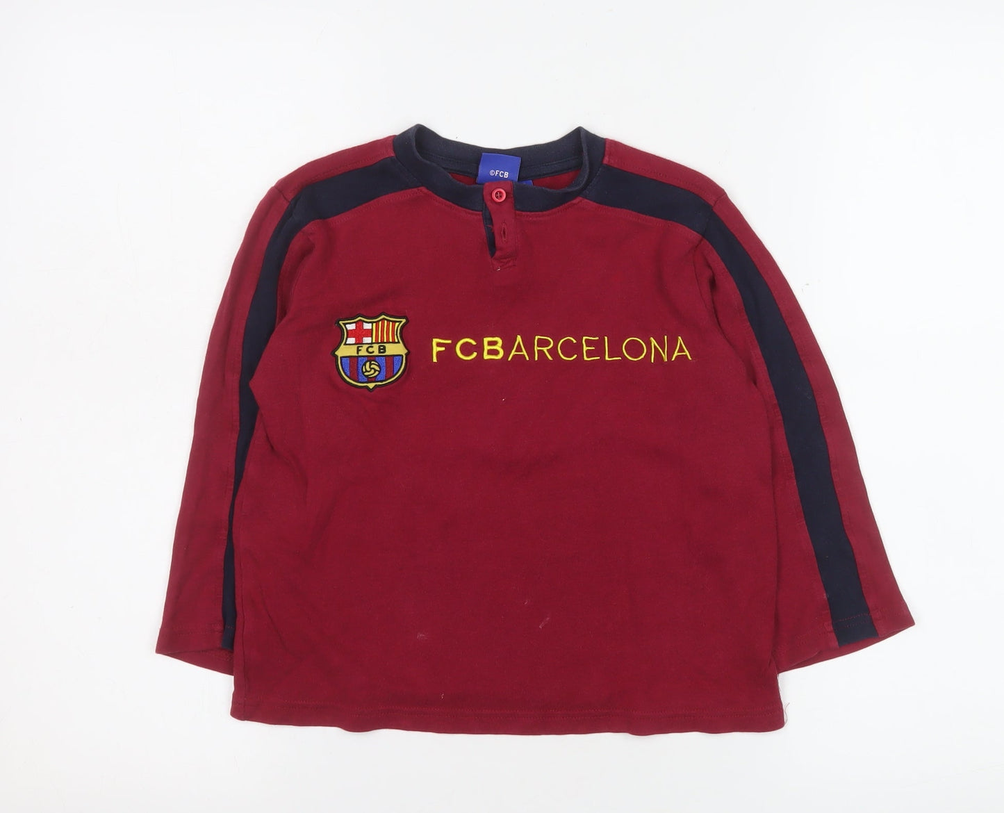 Boys UK Size 6 Years FC Barcelona Red Pullover T-Shirt