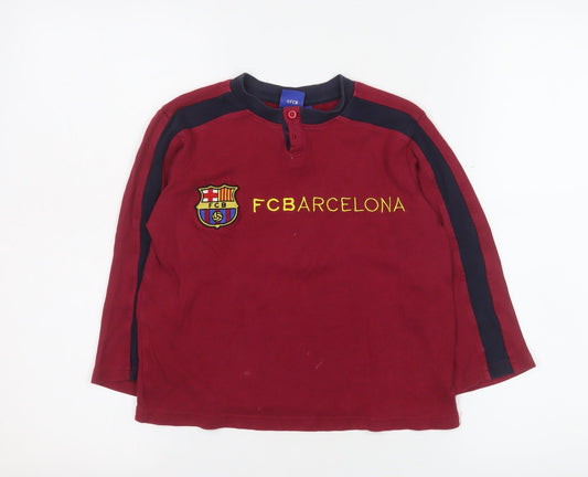 Boys UK Size 6 Years FC Barcelona Red Pullover T-Shirt