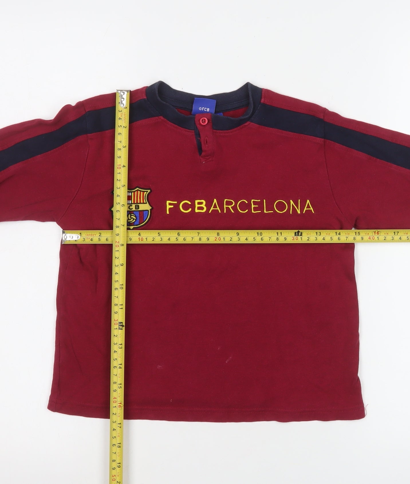 Boys UK Size 6 Years FC Barcelona Red Pullover T-Shirt