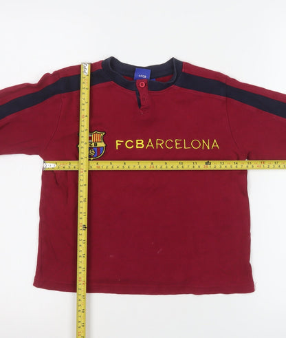 Boys UK Size 6 Years FC Barcelona Red Pullover T-Shirt