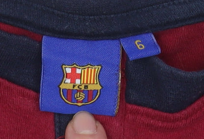 Boys UK Size 6 Years FC Barcelona Red Pullover T-Shirt
