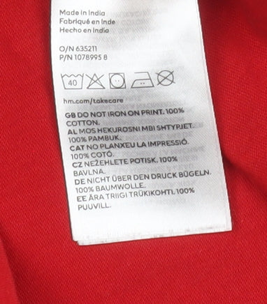 Girls UK Size 8-10 Years H&M Red Graphic Print T-Shirt
