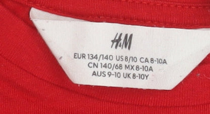 Girls UK Size 8-10 Years H&M Red Graphic Print T-Shirt