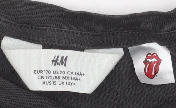 Girls UK Size 14 Years H&M Black Basic T-Shirt