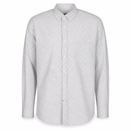 Dunnes Men's White & Blue Polka Dot Cotton Button-Up Shirt Large