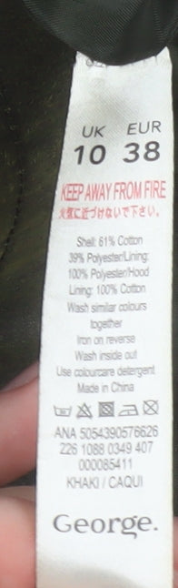 Womens UK Size 10 George Green Parka Coat