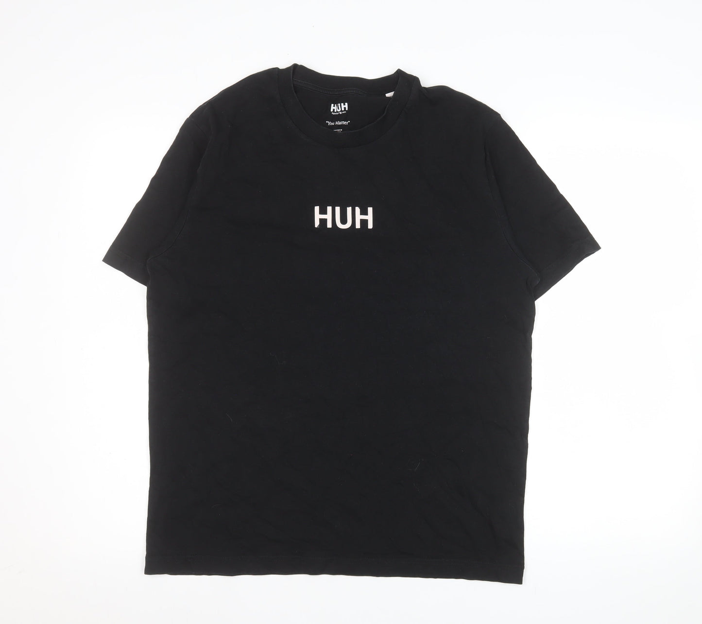 Mens UK Size S HUH Black  T-Shirt