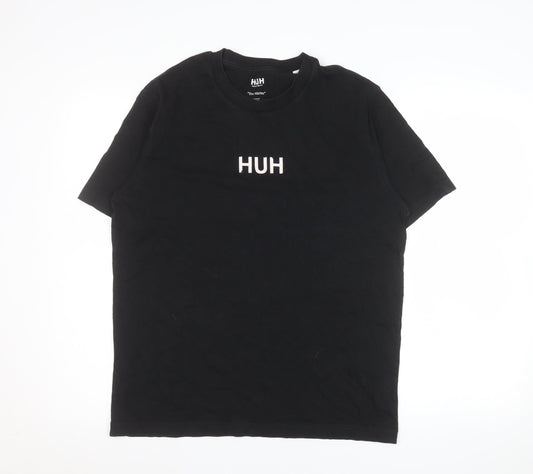 Mens UK Size S HUH Black  T-Shirt