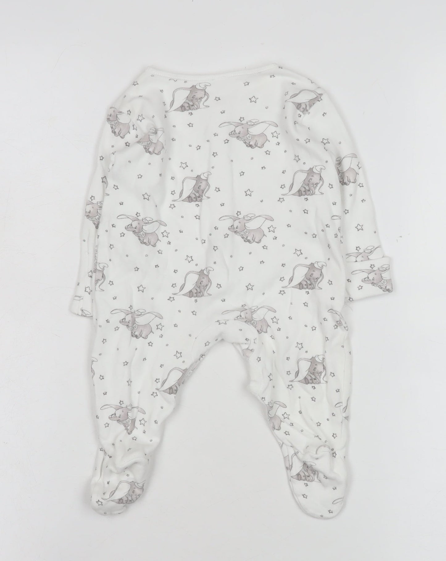 Disney Baby George Unisex White Dumbo Print Babygrow 0-3 Months Cotton