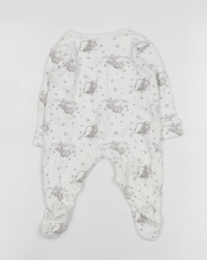 Disney Baby George Unisex White Dumbo Print Babygrow 0-3 Months Cotton
