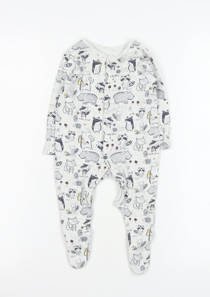 George Unisex Grey Animal Print Cotton Babygrow 3-6 Months