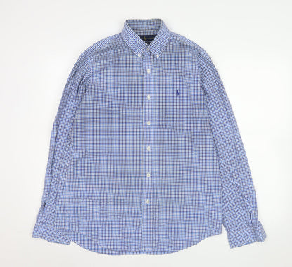 Ralph Lauren Men's Blue Check Classic Fit Cotton Button-Up Shirt M