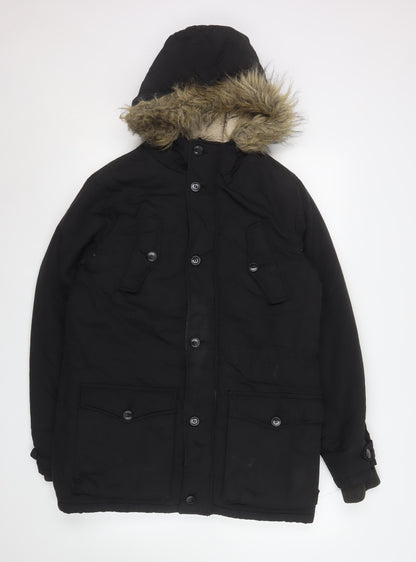Mens UK Size S New Look Black Parka Coat