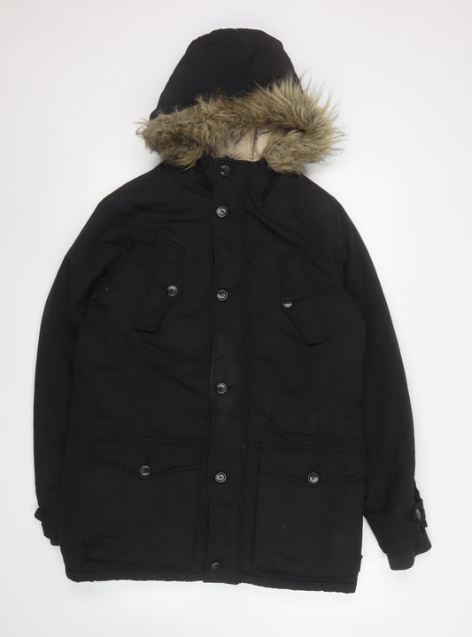 Mens UK Size S New Look Black Parka Coat