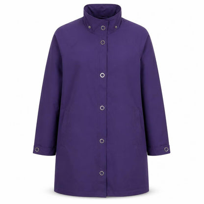 Four Seasons Women's Purple Long Rain Coat M Water Resistant Classic Style